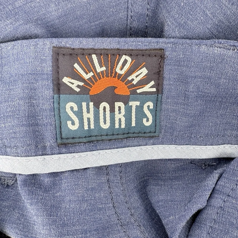 Faherty All Day Shorts Mens 35 Blue Casual Chino Drawstring Zip Pocket Stretch